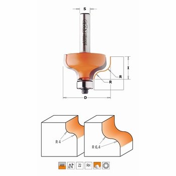 Fraise pour moulures décoratives avec feuillure - carbure - roulement CMT Orange tools