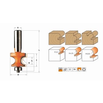Fraise à arrondir demi-rond convexe - carbure - roulement CMT Orange tools
