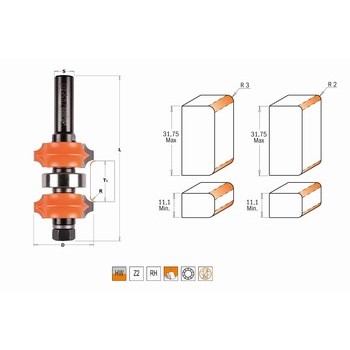 Fraise réglables pour profil double rayon pour quart de rond - carbure CMT Orange tools