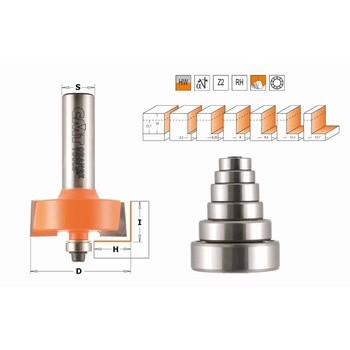 Fraise à feuillurer et ses 6 roulements - carbure CMT Orange tools