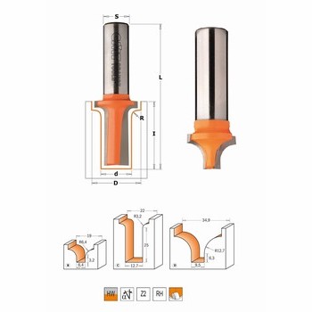 Fraise profilée à arrondir - carbure CMT Orange tools