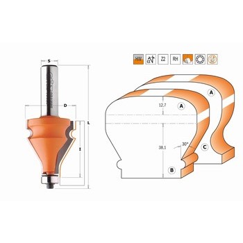 Fraise pour volets à rouleaux - Profil B - carbure - roulement CMT Orange tools