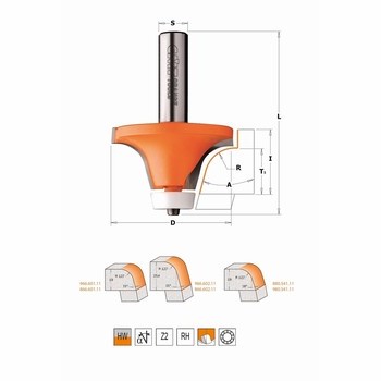 Fraise quart de rond pour matériaux composites - carbure - roulement CMT Orange tools
