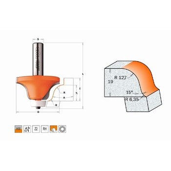 Fraise à chanfreiner CMT - Angle 22,5° - Queue de 12 mm avec roulement