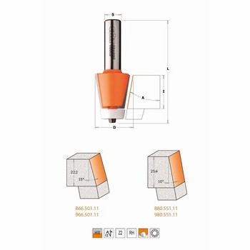 Fraise à chanfreiner pour matériaux composites - carbure - roulement Derlin CMT Orange tools