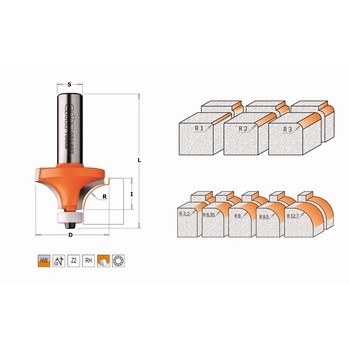 Fraise quart de rond pour matériaux composites - carbure - rouelement Derlin CMT Orange tools