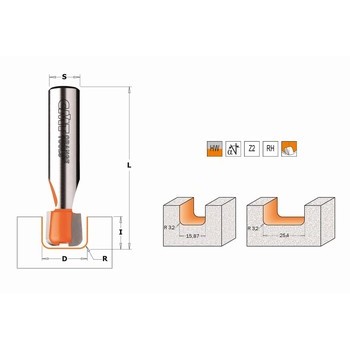 Fraise pour la réalisation de gorges sur matériaux composites - carbure CMT Orange tools