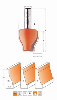 Fraise à plate-bande verticale - carbure CMT Orange tools