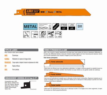 Lame scie sabre 200 mm  tôle moyenne et épaisse, tuyau et profil mince CMT Orange Tools