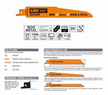 Lame scie sabre 150 mm  sauvetage ou démolition CMT Orange Tools