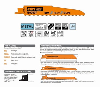Lame scie sabre 150 mm  tuyau, profil épais, tôle épaisse CMT Orange Tools