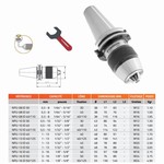 Mandrin de perçage de précision auto-serrant monobloc DIN-69871-A (ID) + clé NPU