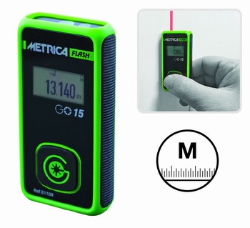Télémètre laser rouge de poche une touche - 15 m IP54 Metrica