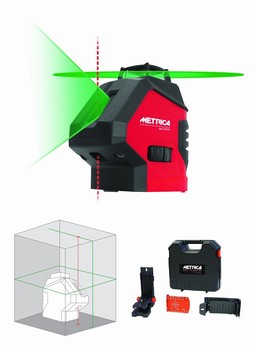 Niveau automatique laser vert 360 degrés - 1 vertical - 2 points d'aplomb  15,20 m Metrica