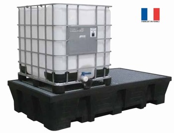 Bac de rétention pour 1 ou 2 conteneurs avec caillebotis acier galvanisé - 1000L  